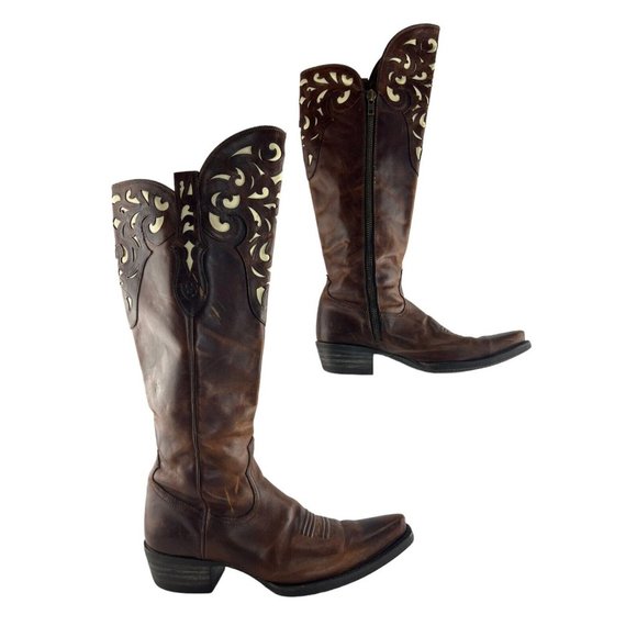 Ariat Shoes Ladies Ariat Hacienda Brown Leather Knee High Western